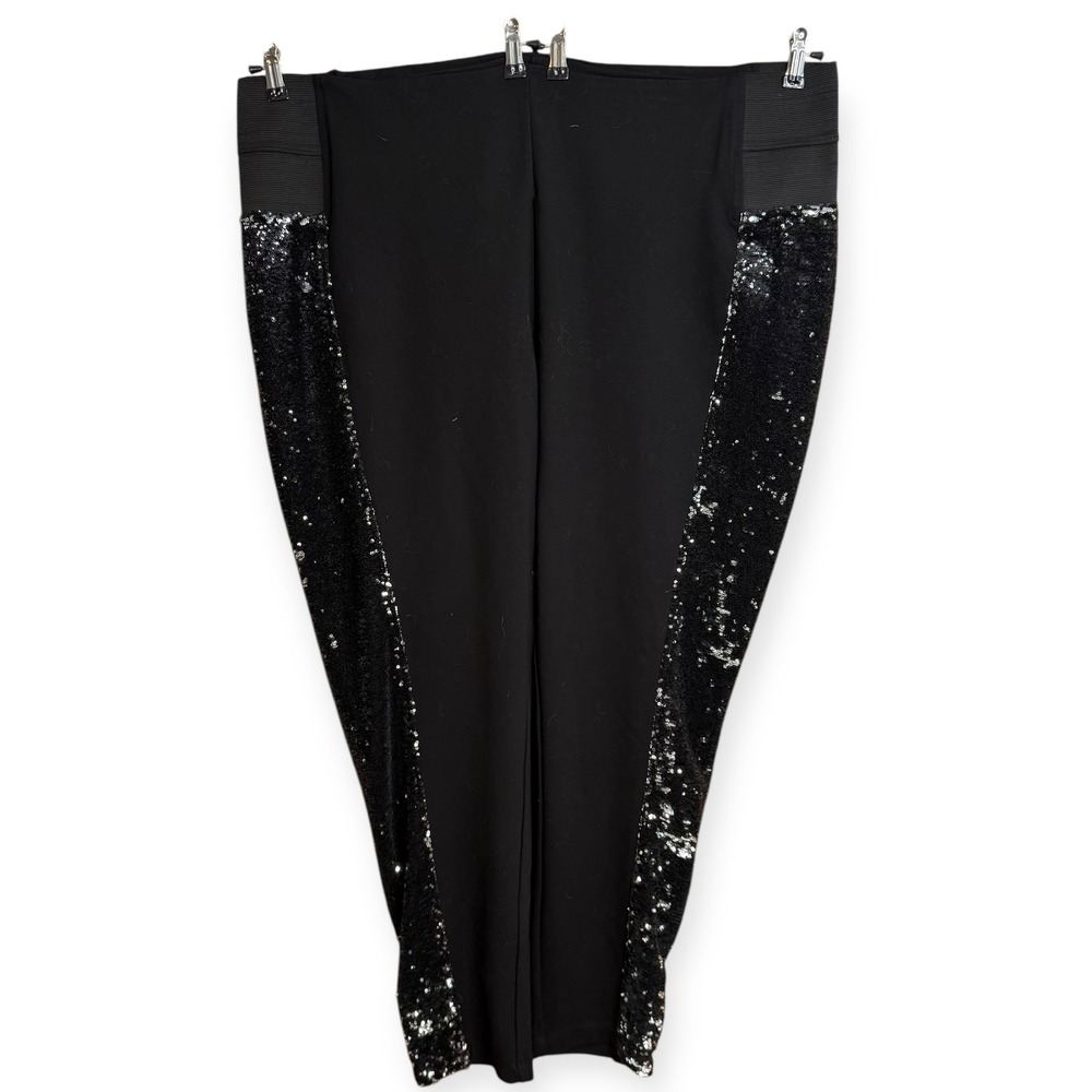 Eloquii Womens Size‎ 26 Black Sequin Side Panel Stretch Pull On Dress Pants